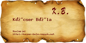 Kácser Béla névjegykártya