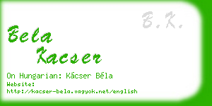 bela kacser business card