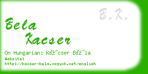 bela kacser business card